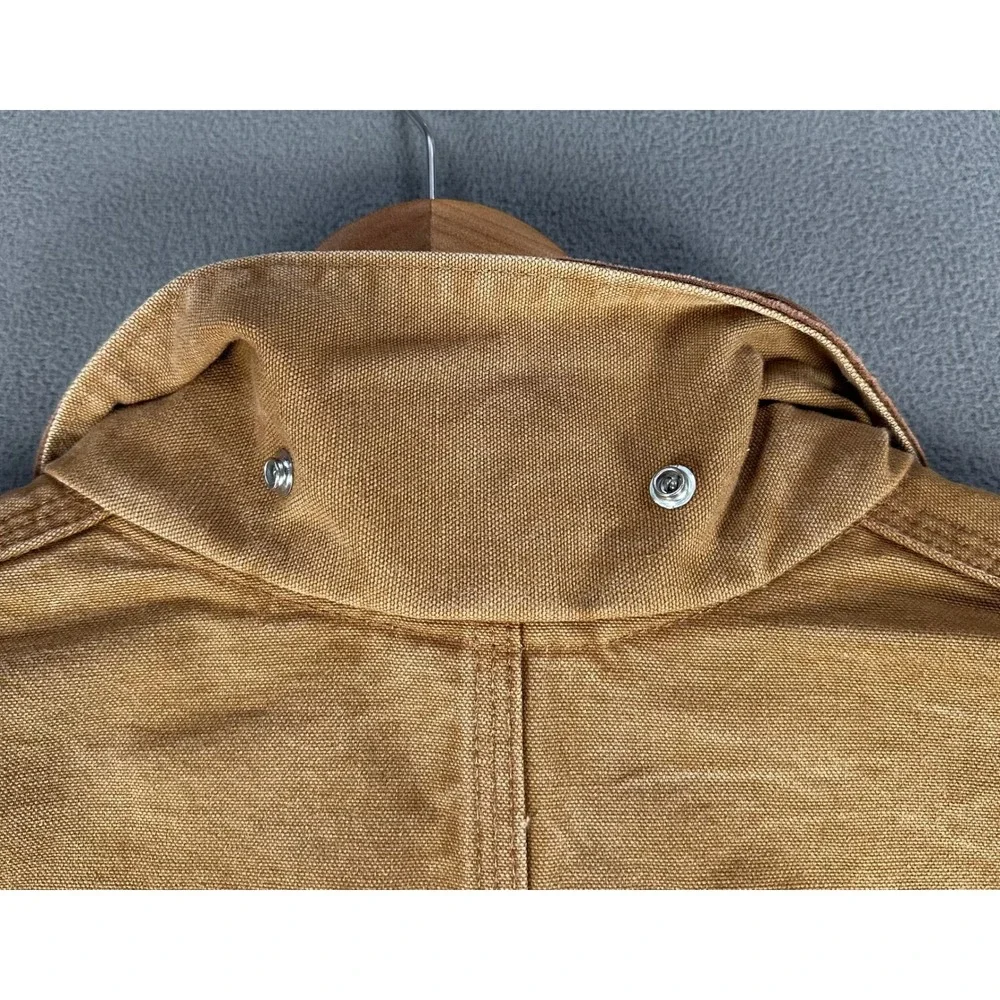 Carhartt Jacket Mens 56 Brown Distressed Canvas Blanket Corduroy Collar C01 BRN
